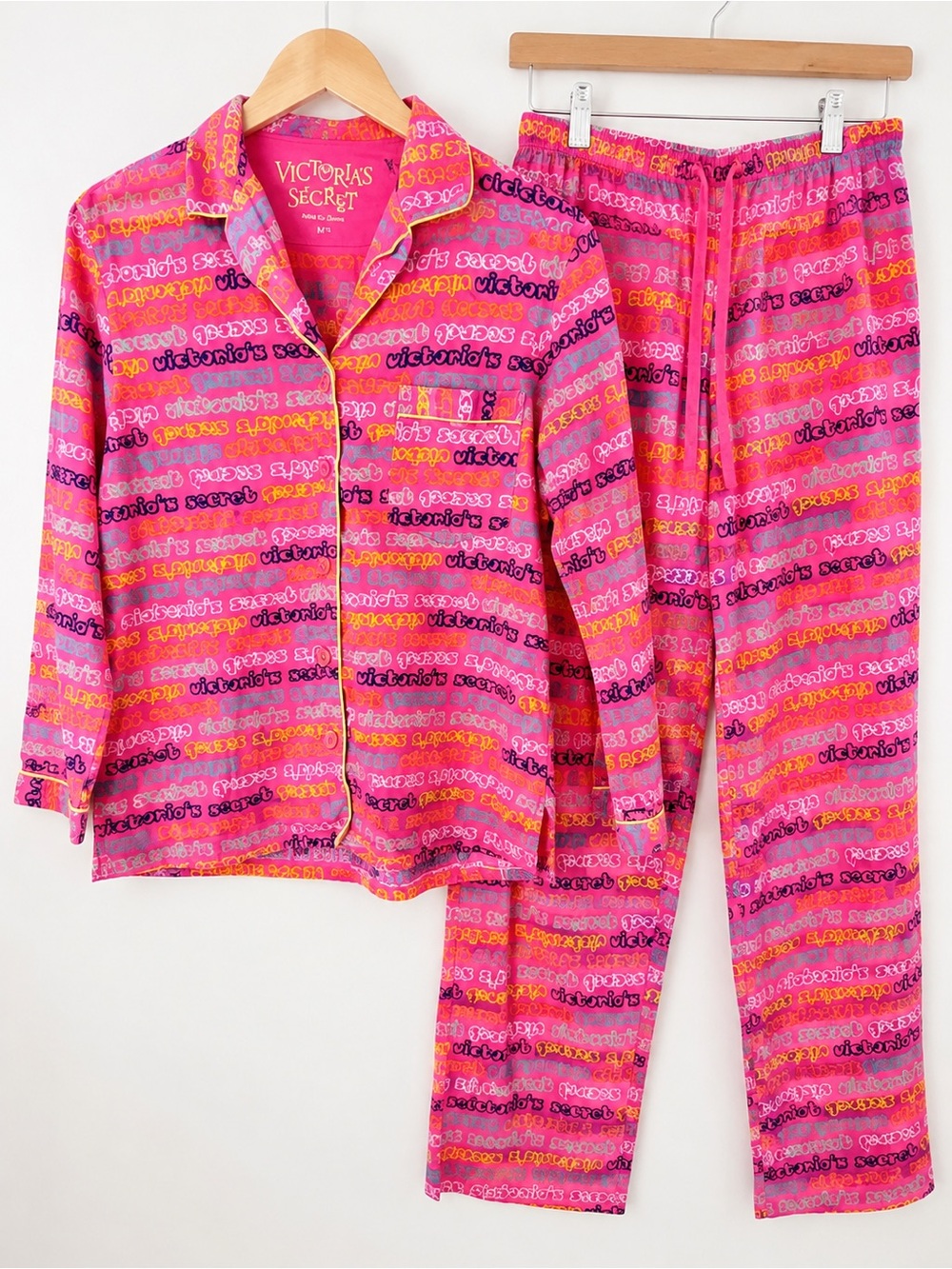Vintage Y2K Victoria’s Secret 100% Cotton Logo Print Pajama Lounge Set